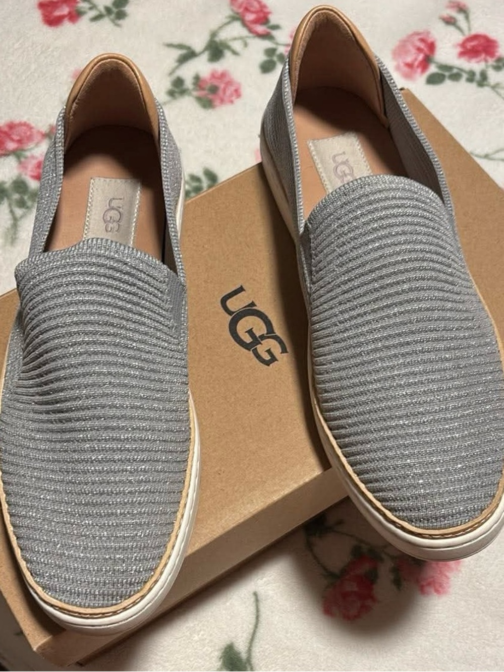 UGG Women’s Slip-On Knit Sneakers — Light Gray